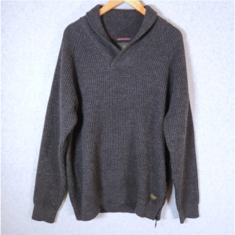 Scotch & Soda True Gentleman Luxury Garments Wool‎ Sweater Men's XXL Gray Waffle